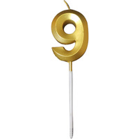 Party Decorz Number 9 Gold Candle | Nine Number Candle |Number 9 Metallic Gold Candle for Birthday,Anniversary, Surprise Party Cake Decoration Candle
