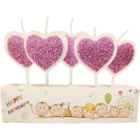 Number Candle (Pink Glitter Heart 5pcs Cake Candle)