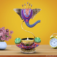 JH Gallery Handcrafted Metal Ganesha Tealight Candle Holder for Home Decor/Showpiece Decorations Items for Home, Living Room, Pooja Room - Corporate Gift Items (Antique Purple)
