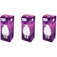Philips 4-Watt 400-lumen Frosted Candle E27 Base (Cool White, Pack of 3) - Decorative, Ambience for Chandeliers, Wall lights, Desk lamps, Floor lamps