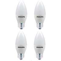 Philips E27 Frosted Candle 400-Lumen Decorative Wall Lights (4W, Pack of 4, White)
