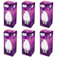 Philips 4-Watt 400-lumen Frosted Candle E27 Base (Cool White, Pack of 6) - Decorative, Ambience for Chandeliers, Wall lights, Desk lamps, Floor lamps