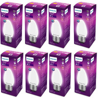 Philips 4-Watt 400-lumen Frosted Candle E27 Base (Cool White, Pack of 8) - Decorative, Ambience for Chandeliers, Wall lights, Desk lamps, Floor lamps
