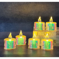 SATYAM KRAFT 6 Pcs Flameless and Smokeless Decorative Multicolour Acrylic Candles Led Tea Light Candle Perfect for Home Decor, Gifting,Festival Decoration (4.9 cm) (Small)
