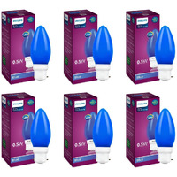 Philips LED Deco Blue 0.5W Glass Candle (Pack of 6)