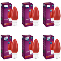 Philips LED Deco Red 0.5W Glass Candle (Pack of 6)