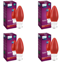 Philips LED Deco Red 0.5W Glass Candle (Pack of 4)
