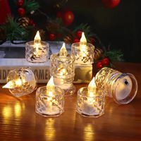 One94Store 12 Pcs Flameless and Smokeless Decorative Candles Transparent Acrylic Led Tea Light Candle for Christmas, Festival,Candles (12 Pieces, Yellow, 2 cm)