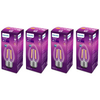 Philips 4-Watt 400-lumen Clear Candle E27 Base (Warm White, Pack of 4) - Decorative, Ambience for Chandeliers, Wall lights, Desk lamps, Floor lamps
