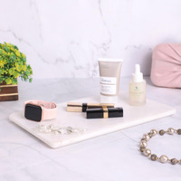 Dreamy Walls White Marble Vanity Tray for Bathroom - Small Tray Organizer for Dresser & Night Stand - Dish Holder, Cosmetic Tray - Perfume, Candle, Small Plant, Home Dcor - Ideal Size