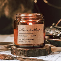 THE UMBRELLA STORE 100% Soy Wax Scented Candles for Bedroom, Non-Toxic Scented Candle for Aromatherapy- Blend of Rose,Jasmine & Sandalwood (Love Letters)