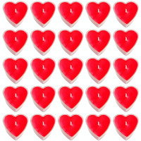 Shraddha Creation Acrylic Heart Wax Romantic Candle, Pack of 25, Rose