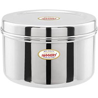 Jaggery Steel Container Heavy Gauge Stainless, Storage Box, Deep Betha Dabba, Grocery Canister, Multipurpose Dibba (Capacity- 3500Ml,1Pc) For Laddu/Papad/Chips/Idli/Snacks/Sweets/Chapati,Puri - Silver