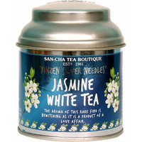 SAN-CHA Tea Boutique, Jasmine White Tea(25X3 Cups), Pure Tea Buds Married To Real Jasmine Flowers, Worlds Healthiest Tea, Silver Needles White Tea, Jasmine Tea, 25 Milligram