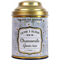 SAN-CHA Tea Boutique,Chamomile Green Tea,Night-Time Tea,Bed Time Tea,Stress Relieving & Calming (100X3 Cups),Rainforest Alliance Certified Tea,Soothing Floral And Vegetal Notes, Loose Leaves, 0.1 Kg