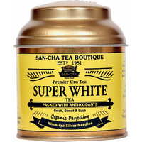 SAN-CHA Tea Boutique,Super White Tea (25X3 Cups),Pure Tea Buds,Worlds Healthiest Tea,Limited Edition White Tea,Silver Needles White Tea,Organic Darjeeling White Tea,Natural Tea, Loose Leaves, 25 Mg