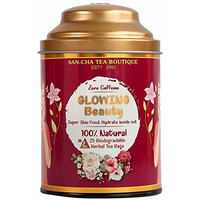 SAN-CHA Tea Boutique Glowing Beauty Tea,Herbal Tea Bags,Caffeine Free (Pack Of 25) 100% Biodegradable Pyramid Tea Bags,Helps Skin Detox For Rich Clear Glowing Skin, 25 grams