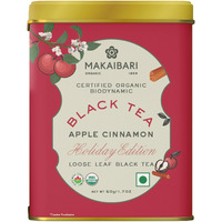 Makaibari Holiday Edition : Apple Cinnamon Black Tea | Usda Certified Premium Black Tea | Anti-Oxidants, Immunity Booster | Tin Caddy, Loose Leaves - 50 Gm