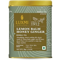 Luxmi Estates Lemon Balm Honey Ginger Herbal Loose Tea 50gm Tin Caddy | USDA Certified Organic Herbal Tea | Caffeine-Free | 25 Cups
