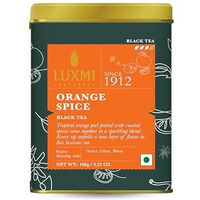 LUXMI Estates Orange Spice Black Tea Loose Leaves 100Gm Tin Caddy | Certified Organic Black Tea | Smooth, Flavorful, Robust, Caffeinated | Darjeeling Tea From India | 50 Cups