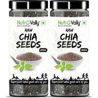NutroVally Chia seeds 400g (200gm*2) |Chia Seeds for Weight Loss | Loaded with Omega 3, Fiber and Calcium | Rich Raw Chia Seeds for Eating Strong Bones & Overall health Jar Pack