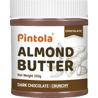 Pintola Almond Butter Dark Chocolate Crunchy 350g, | High Fiber | Crispy | Gluten & Cholesterol Free | 14g Protein | Made with dark chocolate & fresh almonds