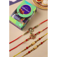 Rakhi for Brother Combo with Gift, Rakhi Gift for Brother Rakhi with Chocolate For Bhai Bhabhi Kids, Rakshabandhan Gifts for Brother with Rakhi Rakhi Set of 4