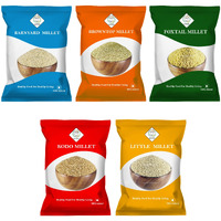 SWASTH Millets(Siridhanya) Unpolished and Natural Combo Pack Of 5-1Kg Each (Foxtail 1kg, Kodo 1kg, Browntop 1kg, Little 1kg, Barnyard 1kg)|Glutenfree|High fibre low gi