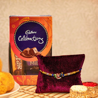TIED RIBBONS Rakhi for Kids with Chocolate Gift Pack - Peacock Rakhi for Kids with Cadbury Celebrations Chocolates and Roli Chawal Tikka
