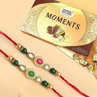 CraftVatika Rakhi Ferrero Moments Chocolate Gift Pack Combo Rakhi Set of 2 for Brother Boy Kids, Rakhi with Ferrero Moments Chocolate Pack, Rakhis for Rakshabandhan for Bhaiya Men