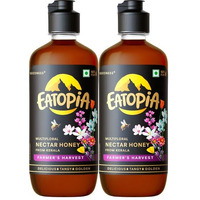 Eatopia Farmers Harvest Honey Squeeze Bottle | Pure Honey with No Added Sugar | 100% Natural Honey | Organic Honey | Raw, Unprocessed, Unpasteurized Honey | Nectar Honey | Pack of 2-500gm