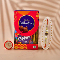 CraftVatika Rakhi Chocolate Gift Combo for Brother | Rakhi with Pooja Coin | Designer Rakhi for Bhaiya Men Boy Rakhi with Chocolate Box Rakhi Set of 1