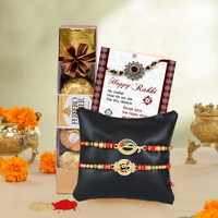 TIED RIBBONS Rakhi for Brother with Chocolate - Set of 2 Premium Rakhi with Chocolates, Mini Greeting Card and Roli Chawal - Rakhi Gift for Brother