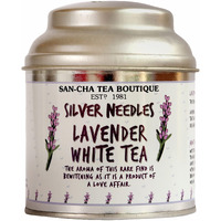 SAN-CHA Tea Boutique, Lavender White Tea, Silver Needles Tea, 25G Loose Leaf Tea, Tea For Anxiety, Stress Relief Tea, Rich In Antioxidants, Relaxing Tea, 1 grams