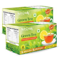 Nutrovally Green Tea Honey Lemon 50 Pcs Tea Bags With Immunity Booster And Natural Vitamins, Slim, Digestion, Skin Glow Premium Green Leaves 2 X 25 Teabag - 150 Gm