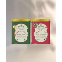 Makaibari Holiday Edition : Apple Cinnamon Black Tea & Ginger Spice Green Tea | Usda Certified Premium Loose Leaves Tea | Anti-Oxidants, Immunity Booster | Tin Caddy, 300 Gram