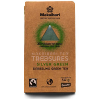 Makaibari Tea Treasures Silver Green Darjeeling Loose Long Leaf Green Tea | Usda Certified Premium Green Tea | Anti-Oxidants, Immunity Booster | 25 Pcs Tea Bags | 50 gram