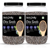 NutroVally Chia Seeds 2kg- Raw Chia Seeds | Organic Chia | Seeds For Eating | Diet Snacks | Chia Seeds for Weight Loss | High Protein Seeds | Rich in Omega 3 (950 g Pack of 2)