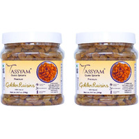 Tassyam Golden Raisins Healthy Juicy Hand-Sorted Jumbo Indian Kishmish Jar, 1.4Kg (2X 700g)