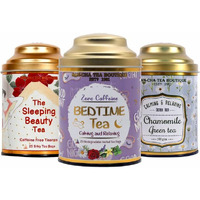 SAN-CHA Tea Boutique Bed Time Tea Bundle, 100% Caffeine Free, Pyramid Tea Bags (65 Count), 100% Biodegradable, Made With Real Herbs & Flowers, Assorted Tea Pack, Chamomile, 540 Gm