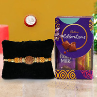 CraftVatika Rakhi Gift for Brother Boy Men Kids | Premium Rudraksh Rakhi Pooja Coin Combo Rakhi Set of 1 with Cadbury Chocolate Gift | Rakhi for Brother with Gift Hamper | Rakshabandhan Rakhi Gift