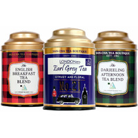 Sancha Tea Boutique English Tea Bundle, 50 Pyramid Tea Bags & Whole Leaf Tea, English Breakfast Tea, Afternoon Tea & Earl Grey Tea, Assorted Tea Pack, Golden Orange Pekoe Tea