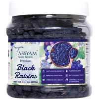 TASSYAM Premium Hand Picked Black Raisins 600Gm Jumbo Jar | Healthy Natural Dry Fruits Luxury Pack Of Kali Draksh Kishmish