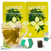 Woolah Rare Assam Green Tea With Lemon, Organic Bagless Tea Dip (2 Packs = 30 Dips /60 Cups) 100% Plastic Free, Improves Skin Health, 160 Gram