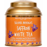 SAN-CHA Tea Boutique, Saffron White Tea, Silver Needles Tea, Makes Over 75 Cups, Real Kashmir Saffron Tea, Low Caffeine Tea, Full Of Antioxidants, 50 grams, Pack of 1