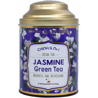 SAN-CHA Tea Boutique, Jasmine Green Tea Bags, 25 Pyramid Tea Bags, Calming Tea & Digestive Tea, Imported Chinese Tea, Rare Night Blooming Jasmine Flower Blend, Real Jasmine Tea, 250 Gram