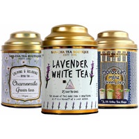 SAN-CHA Tea Boutique Calming Bundle, Lavender Tea, Chamomile Tea & Mint Tea Value Pack, 50 Pyramid Bags, 100 Gram Loose Leaves