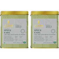 LUXMI Estates Spiced Earl Grey Tea 100Gm Tin (Pack Of 2) | Earl Grey Spice Black Tea Blend | Usda Certified Organic | Cinnamon, Cardamom, Cloves, Black Pepper Loose Leaves