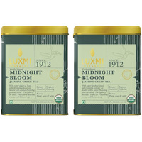 Luxmi Estates Midnight Bloom Jasmine Green Loose Leaf Tea 100gm Pack Of 2 | Certified USDA Organic Green Tea | With Organic Jasmine Buds | Darjeeling Green Tea| 100 Cups
