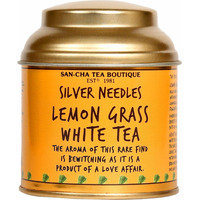 SAN-CHA Tea Boutique Lemongrass White Tea (25X3 Cups), Pure Tea Buds Blended With The Real Lemongrass, Worlds Healthiest Tea, Relaxing & De-Stress Tea, Silver Needles White Tea, 150 Gram